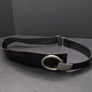 Suzi Roher Women's Black Stretch Waist Belt Boho Style with Metal Buckle,M.